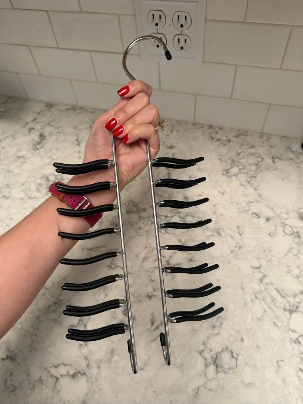 Multi-Tier Black Tie and Belt Organizer Hanger